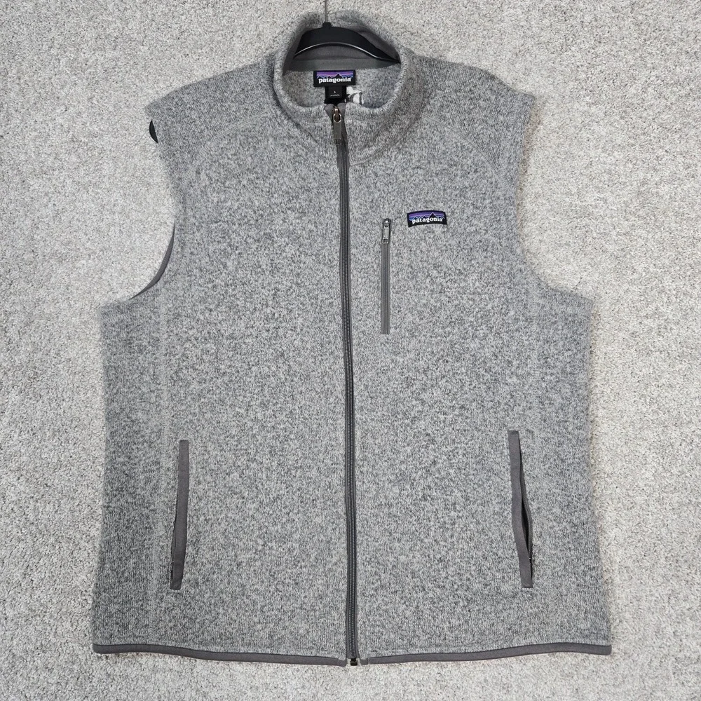 Patagonia Better Sweater Vest Mens L Gray Heather Fleece Zip 25881 Logo on back
